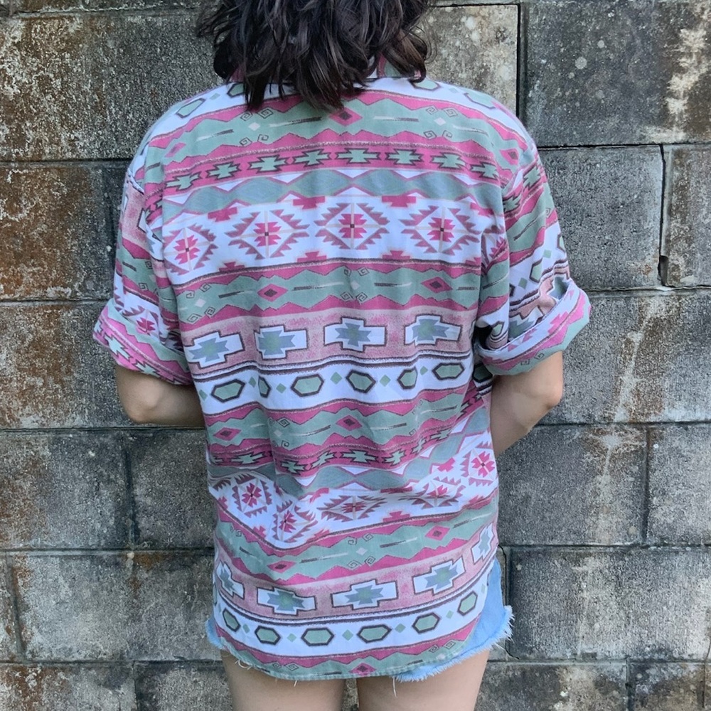 Tapestry - Geometric Pattern Button-Up - image 3